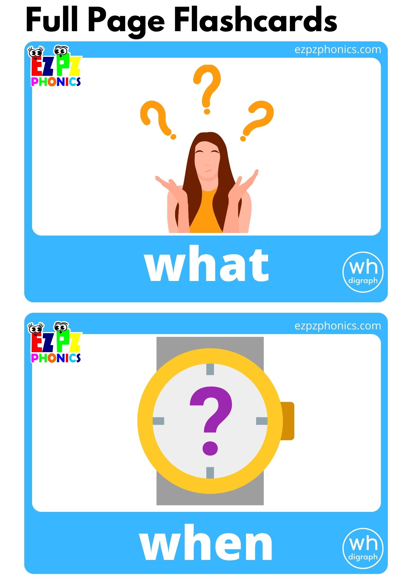 WH Digraphs Phonics Flashcards with Images and Words Download Free Printable PDF or View Online For Teachers and Homeschool Parents to Teach Kindergarten and Preschool Children